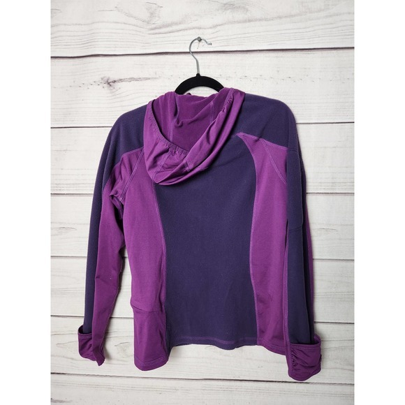 L. L. Bean Womens Track Jacket Hooded Fleece Full Zip Pockets Solid Purple S - Picture 2 of 6